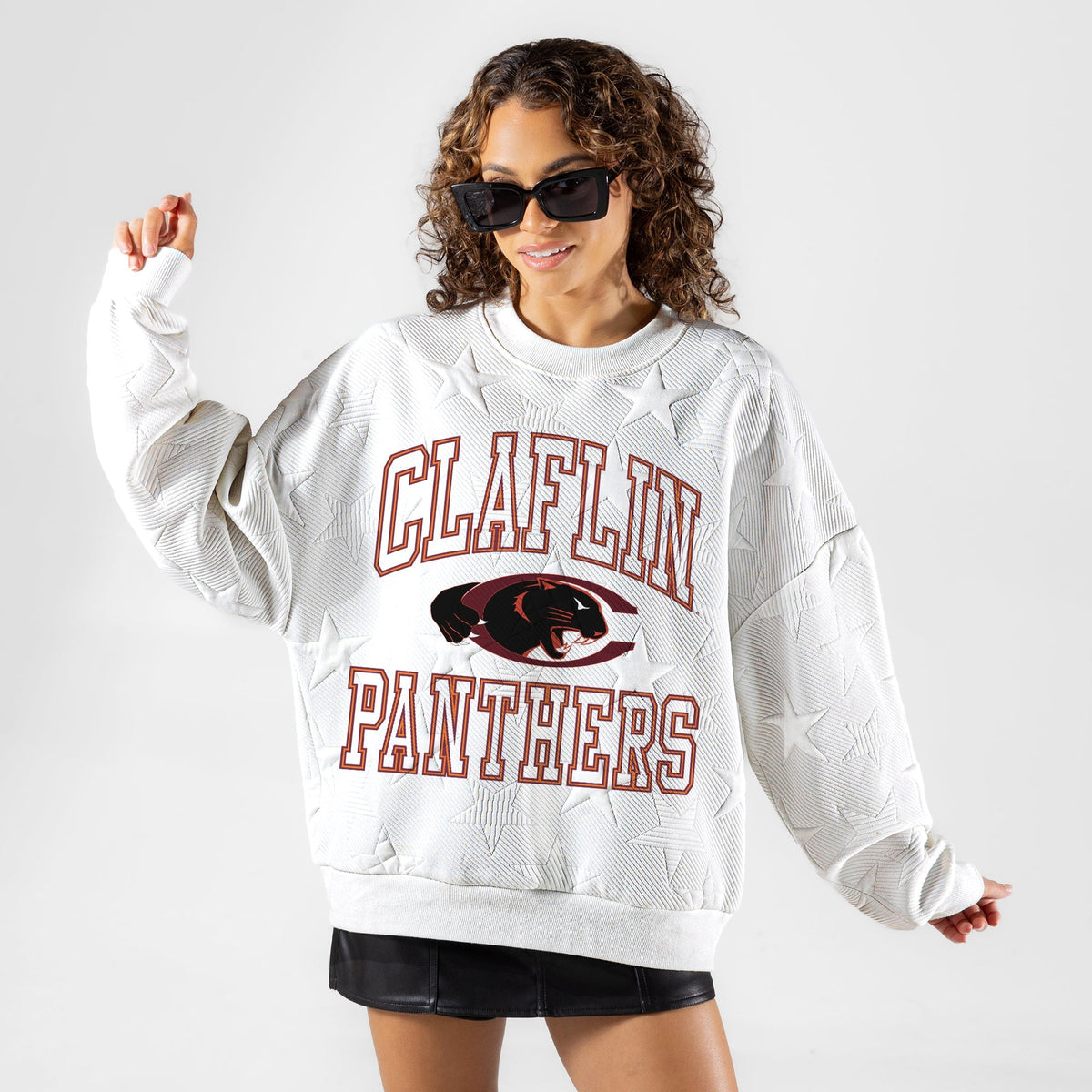 CLAFLIN PANTHERS BIG PLAY ENERGY EMBOSSED STAR CREWNECK