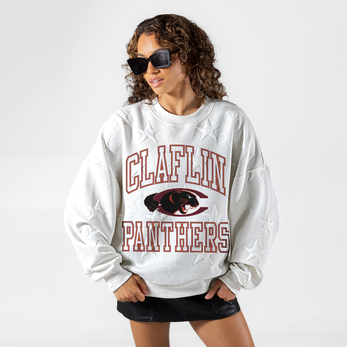 CLAFLIN PANTHERS BIG PLAY ENERGY EMBOSSED STAR CREWNECK