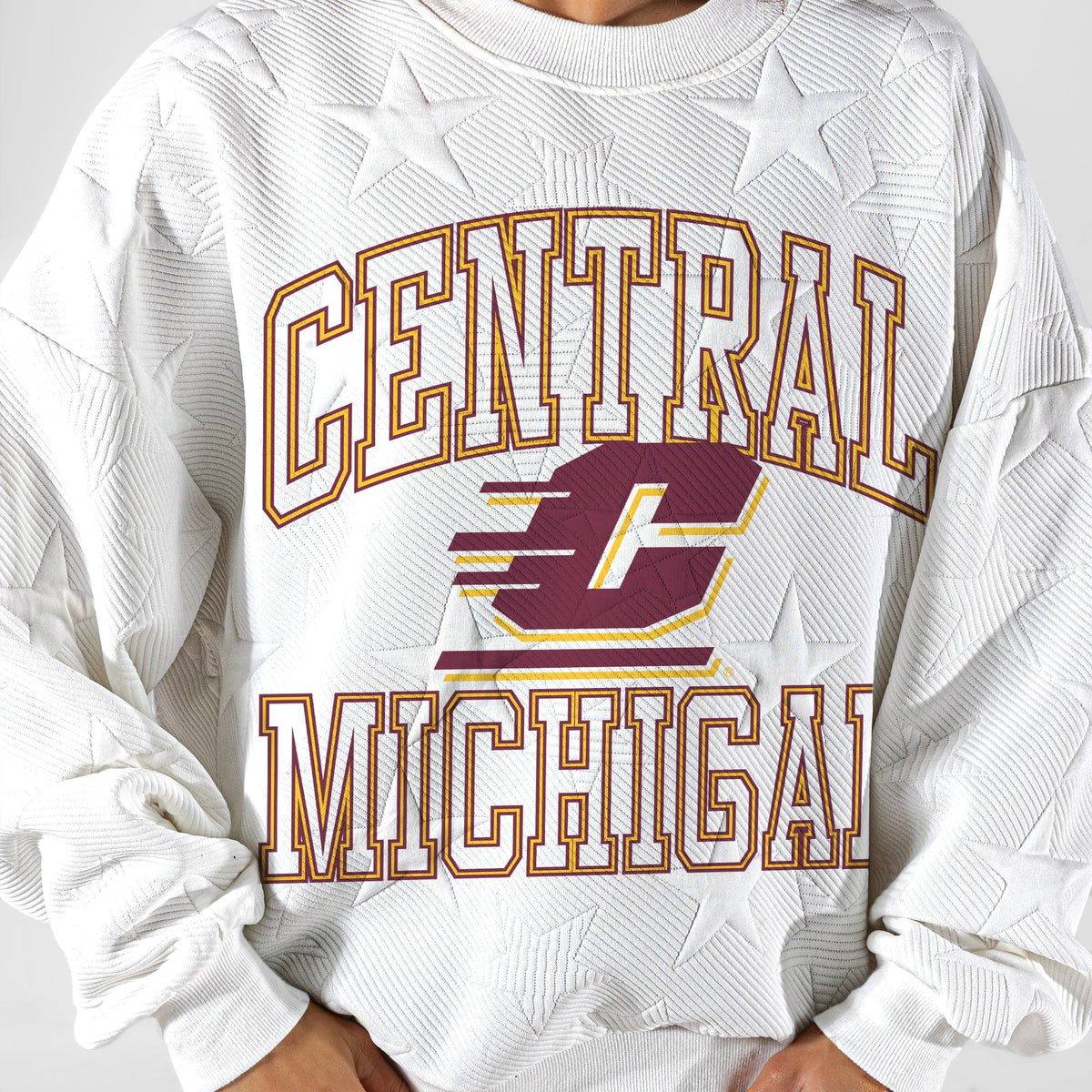 CENTRAL MICHIGAN CHIPPEWAS BIG PLAY ENERGY EMBOSSED STAR CREWNECK