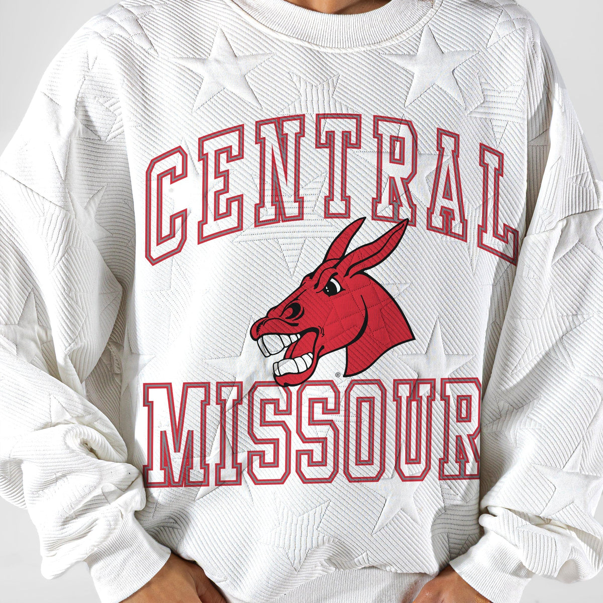 CENTRAL MISSOURI MULES BIG PLAY ENERGY EMBOSSED STAR CREWNECK
