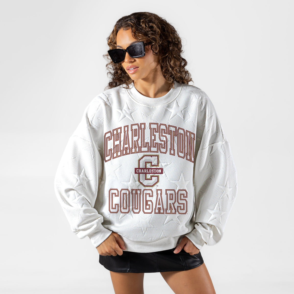 CHARLESTON COUGARS BIG PLAY ENERGY EMBOSSED STAR CREWNECK