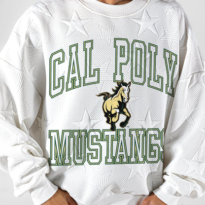 CAL POLY MUSTANGS BIG PLAY ENERGY EMBOSSED STAR CREWNECK