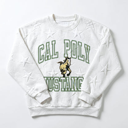 CAL POLY MUSTANGS BIG PLAY ENERGY EMBOSSED STAR CREWNECK