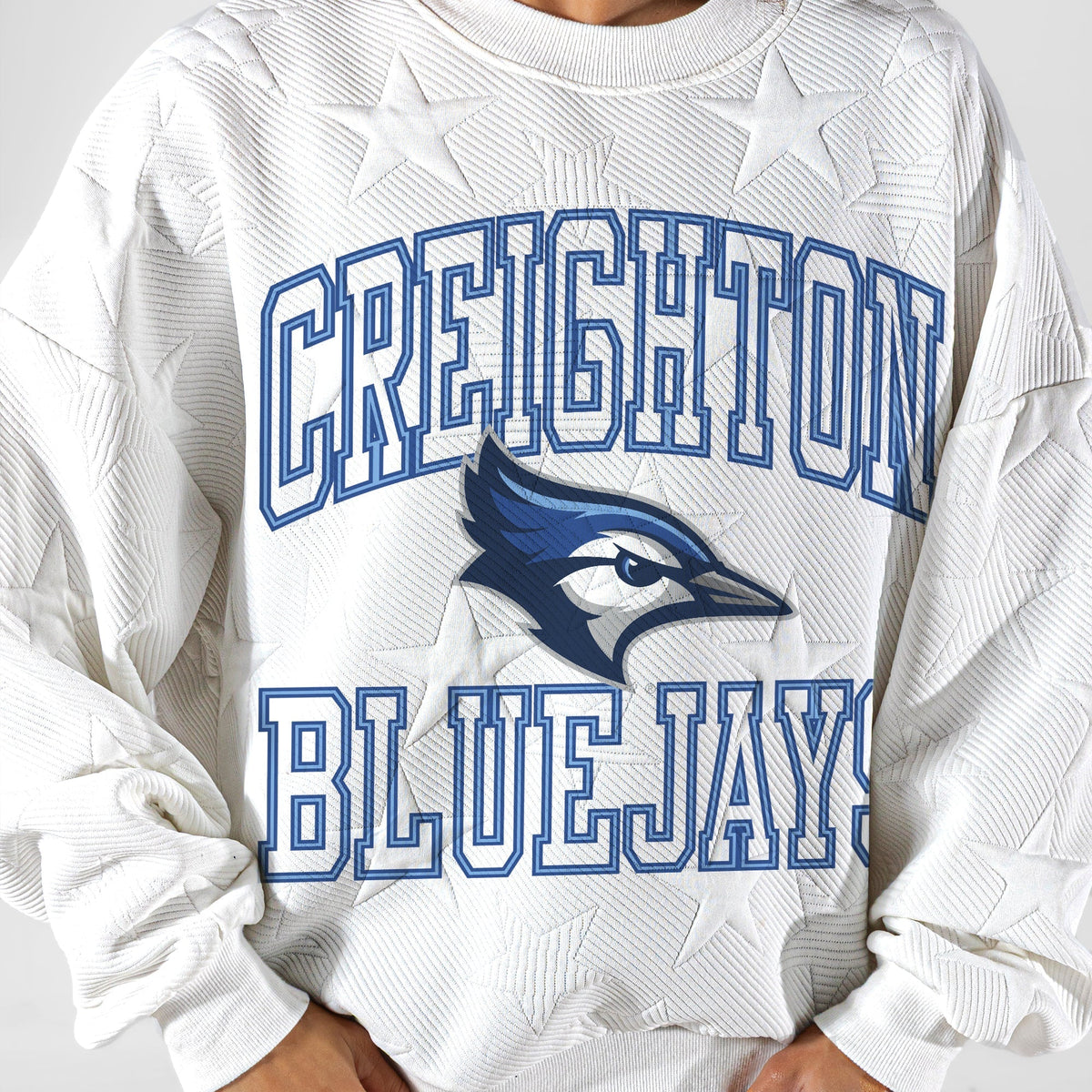CREIGHTON BLUEJAYS BIG PLAY ENERGY EMBOSSED STAR CREWNECK