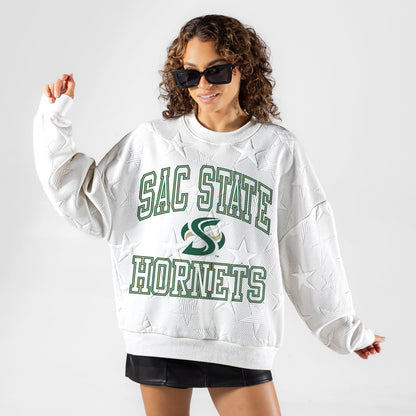 SACRAMENTO STATE HORNETS BIG PLAY ENERGY EMBOSSED STAR CREWNECK