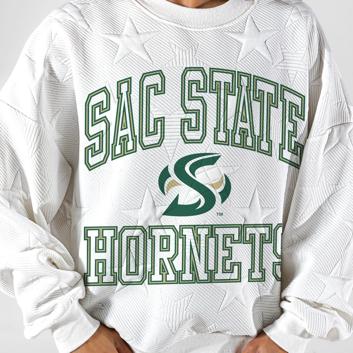 SACRAMENTO STATE HORNETS BIG PLAY ENERGY EMBOSSED STAR CREWNECK