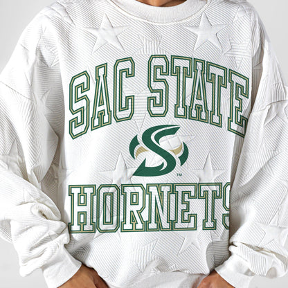 SACRAMENTO STATE HORNETS BIG PLAY ENERGY EMBOSSED STAR CREWNECK