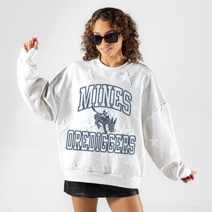 COLORADO SCHOOL OF MINES BURROS BIG PLAY ENERGY EMBOSSED STAR CREWNECK