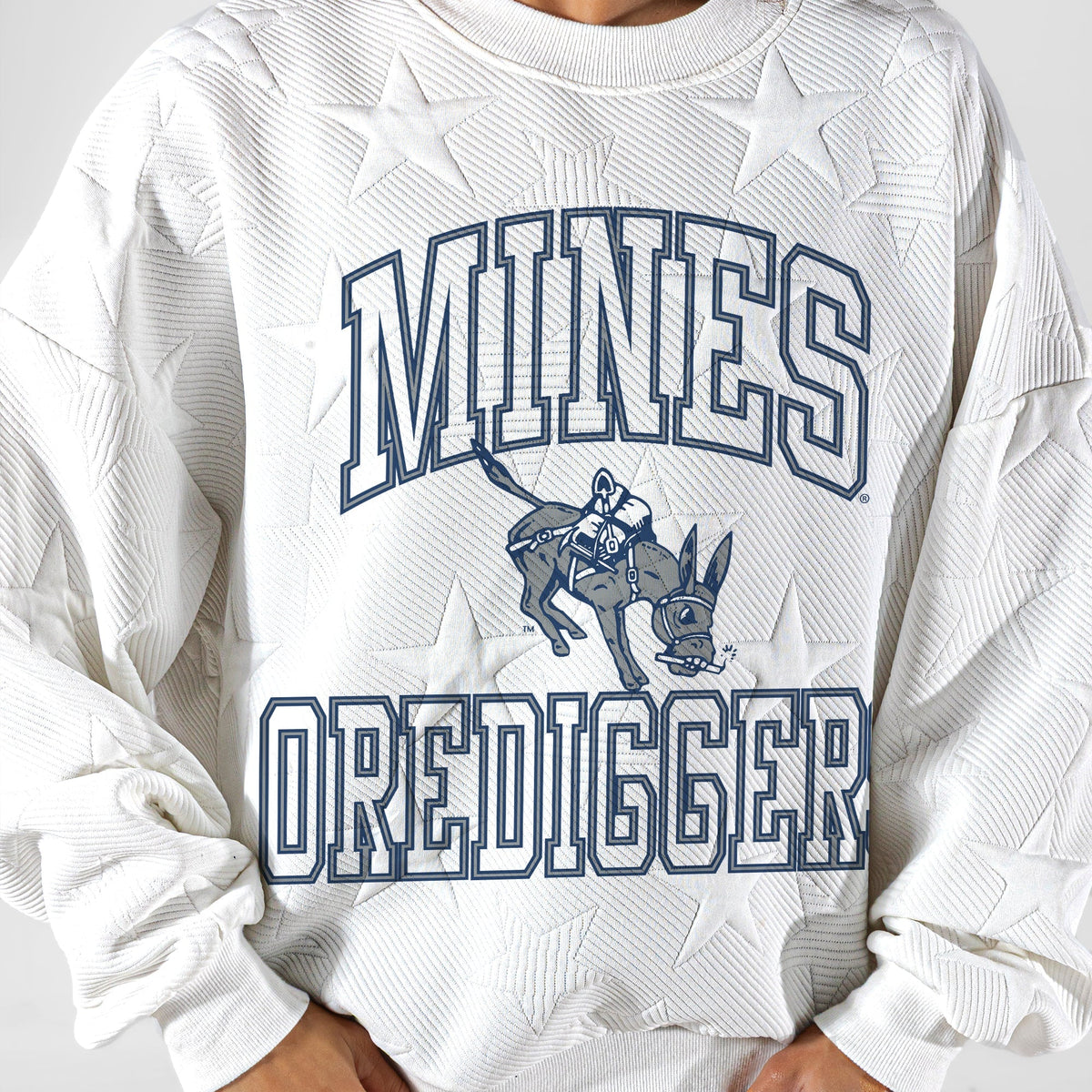COLORADO SCHOOL OF MINES BURROS BIG PLAY ENERGY EMBOSSED STAR CREWNECK