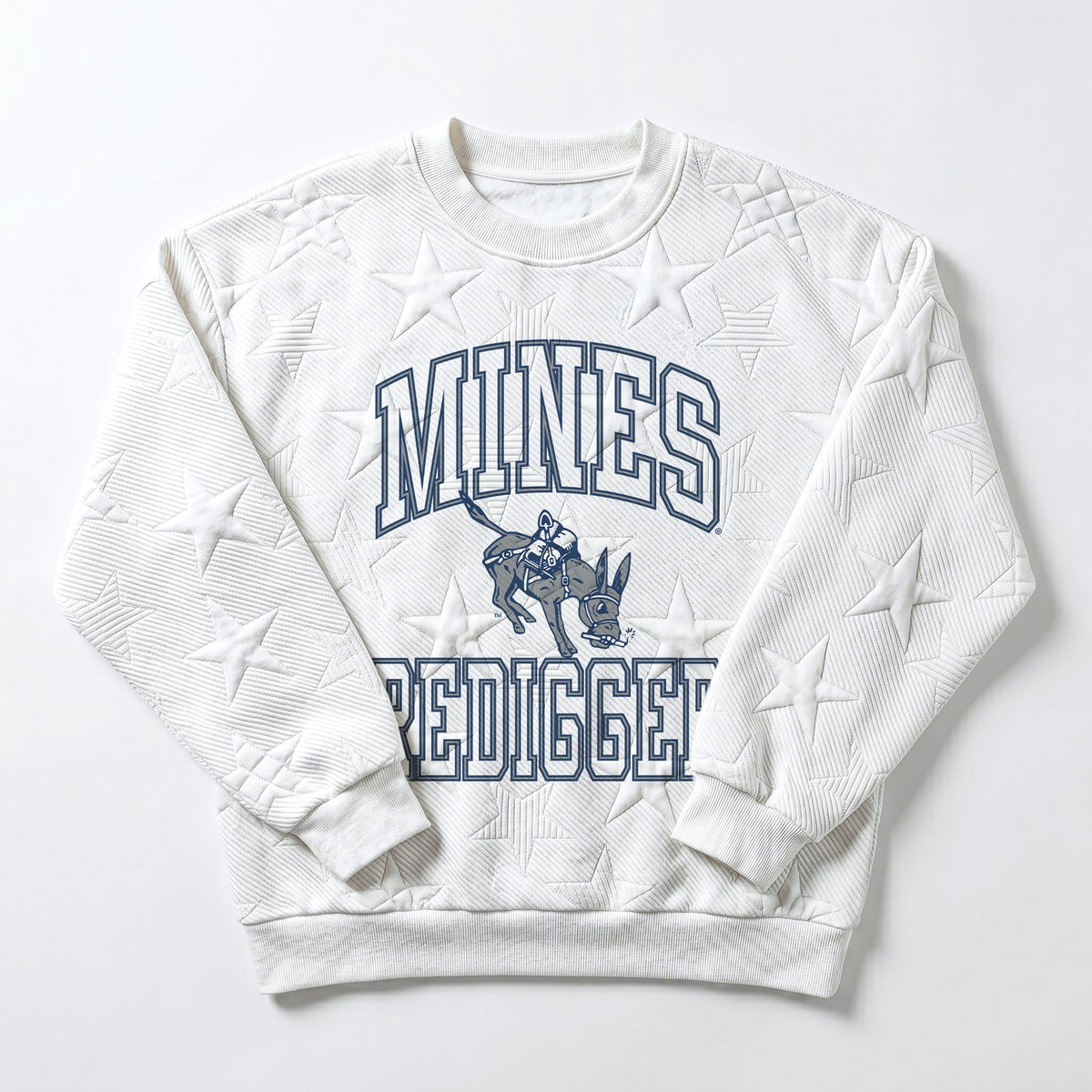 COLORADO SCHOOL OF MINES BURROS BIG PLAY ENERGY EMBOSSED STAR CREWNECK