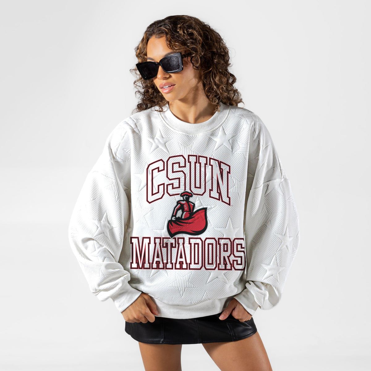 CAL STATE NORTHRIDGE MATADORS BIG PLAY ENERGY EMBOSSED STAR CREWNECK