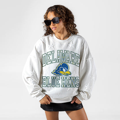 DELAWARE BLUE HENS BIG PLAY ENERGY EMBOSSED STAR CREWNECK