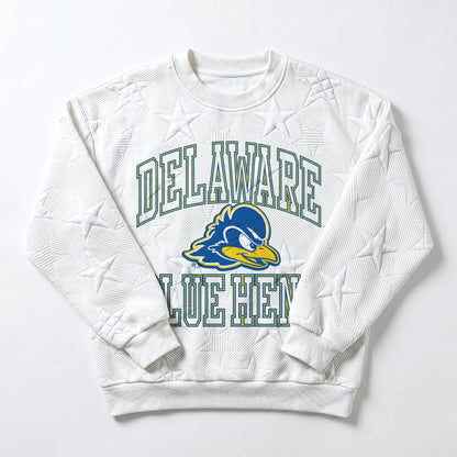 DELAWARE BLUE HENS BIG PLAY ENERGY EMBOSSED STAR CREWNECK