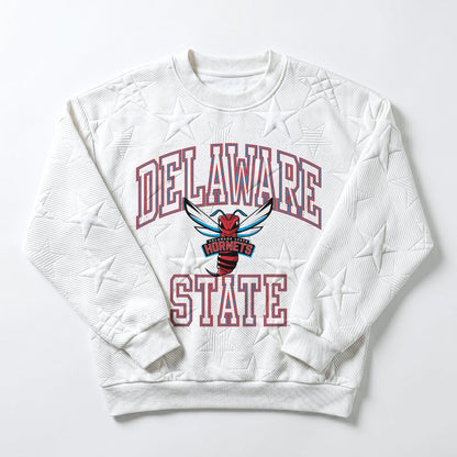 DELAWARE STATE HORNETS BIG PLAY ENERGY EMBOSSED STAR CREWNECK