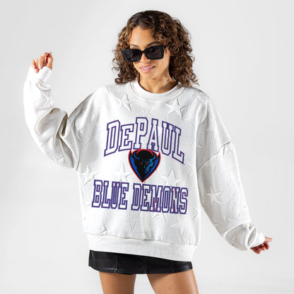 DEPAUL BLUE DEMONS BIG PLAY ENERGY EMBOSSED STAR CREWNECK