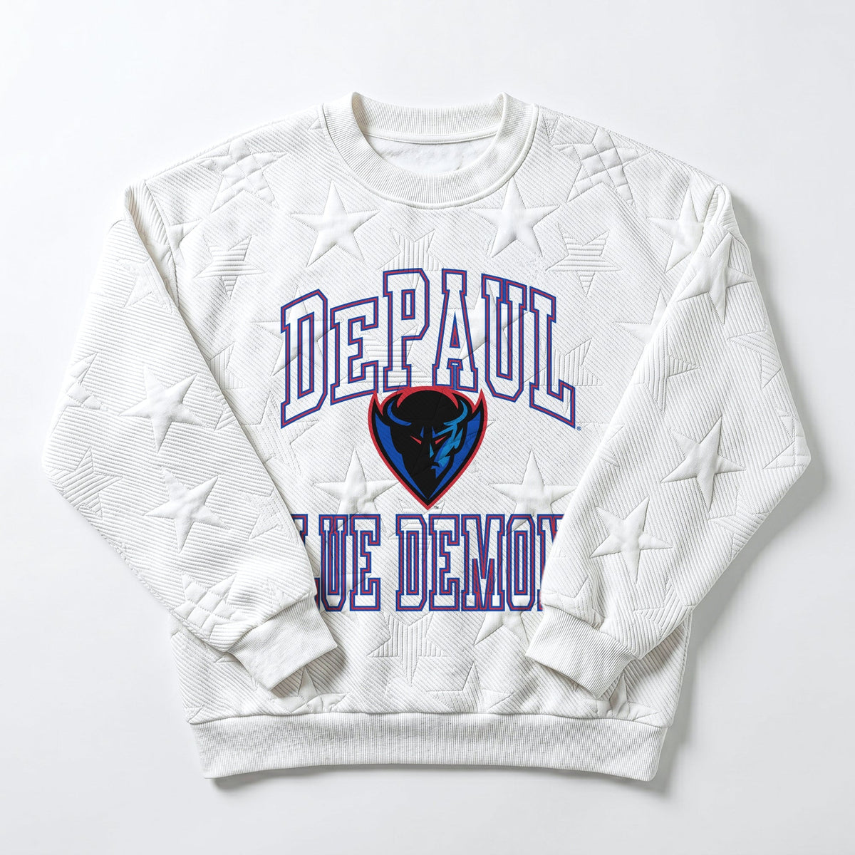 DEPAUL BLUE DEMONS BIG PLAY ENERGY EMBOSSED STAR CREWNECK