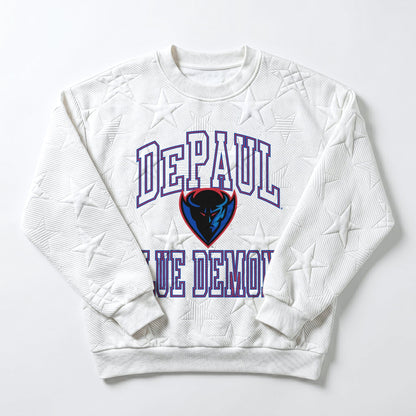 DEPAUL BLUE DEMONS BIG PLAY ENERGY EMBOSSED STAR CREWNECK