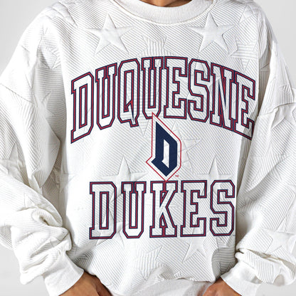 DUQUESNE UNIVERSITY DUKES BIG PLAY ENERGY EMBOSSED STAR CREWNECK