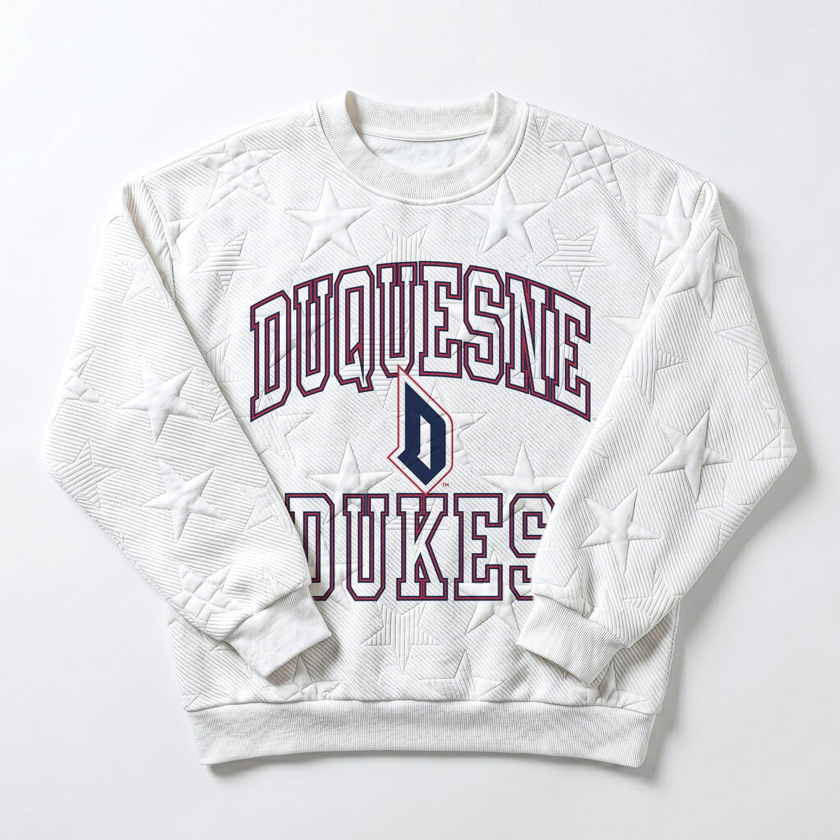 DUQUESNE UNIVERSITY DUKES BIG PLAY ENERGY EMBOSSED STAR CREWNECK