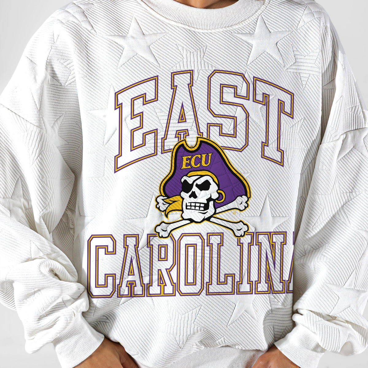 EAST CAROLINA PIRATES BIG PLAY ENERGY EMBOSSED STAR CREWNECK