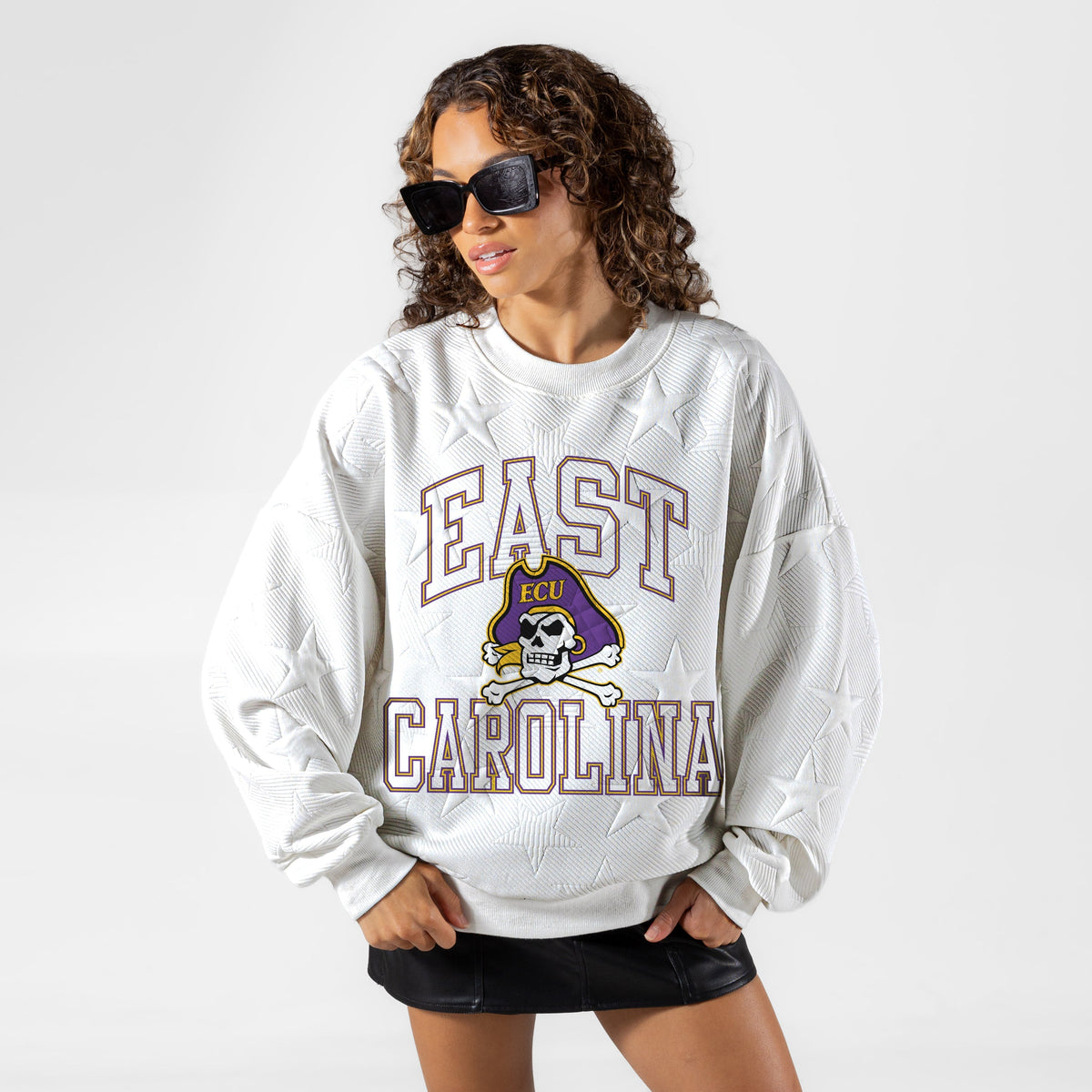 EAST CAROLINA PIRATES BIG PLAY ENERGY EMBOSSED STAR CREWNECK