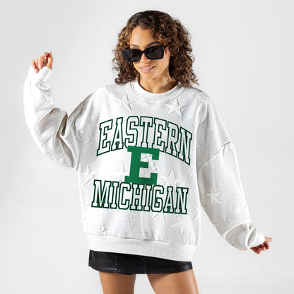 EASTERN MICHIGAN EAGLES BIG PLAY ENERGY EMBOSSED STAR CREWNECK