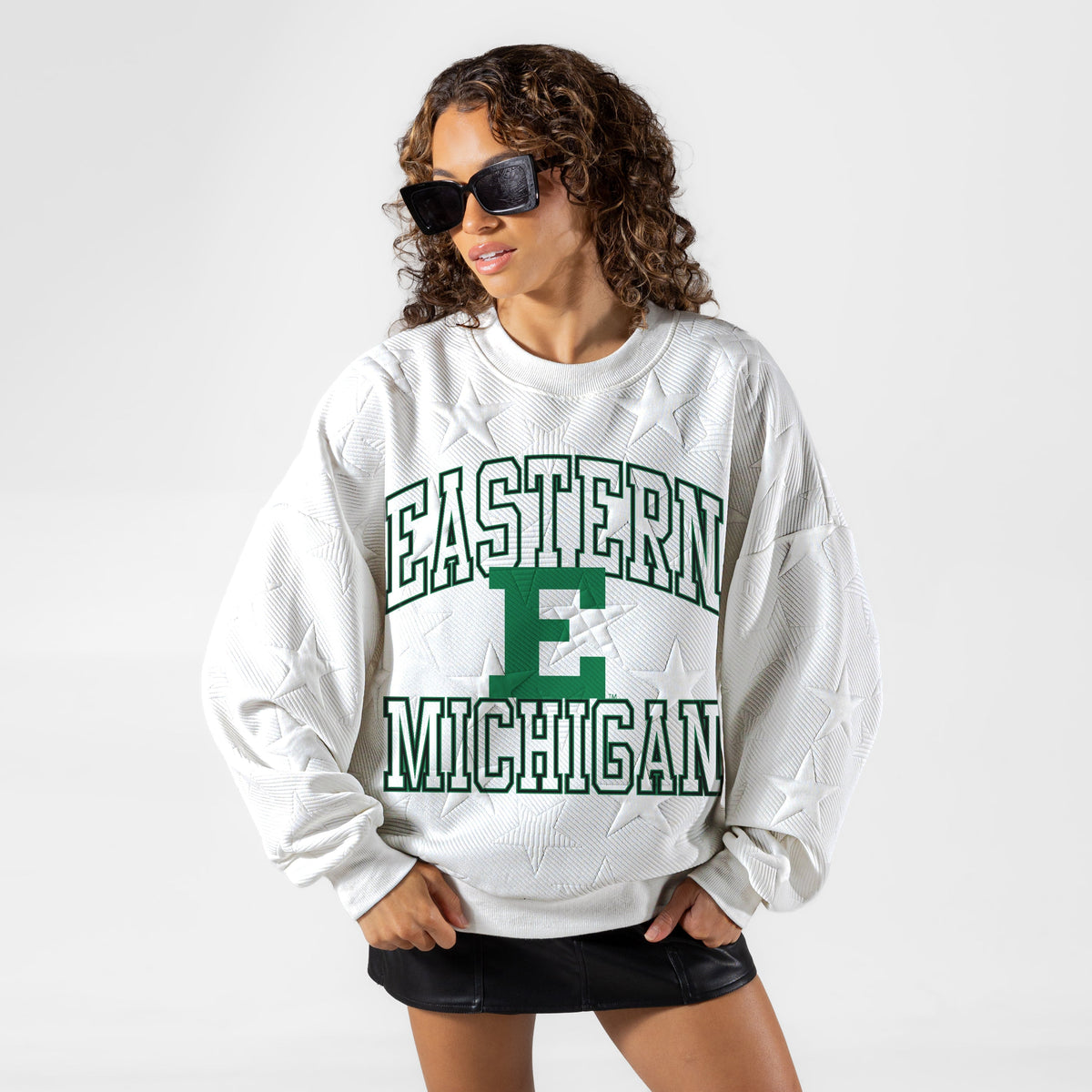 EASTERN MICHIGAN EAGLES BIG PLAY ENERGY EMBOSSED STAR CREWNECK