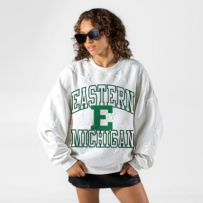 EASTERN MICHIGAN EAGLES BIG PLAY ENERGY EMBOSSED STAR CREWNECK