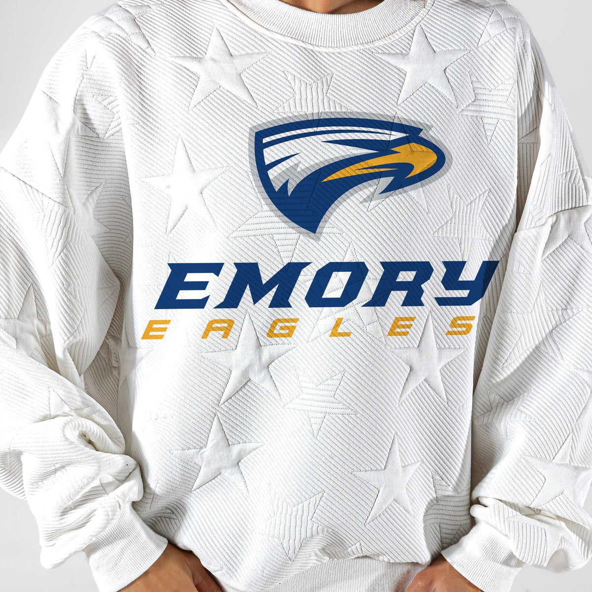 EMORY EAGLES BIG PLAY ENERGY EMBOSSED STAR CREWNECK