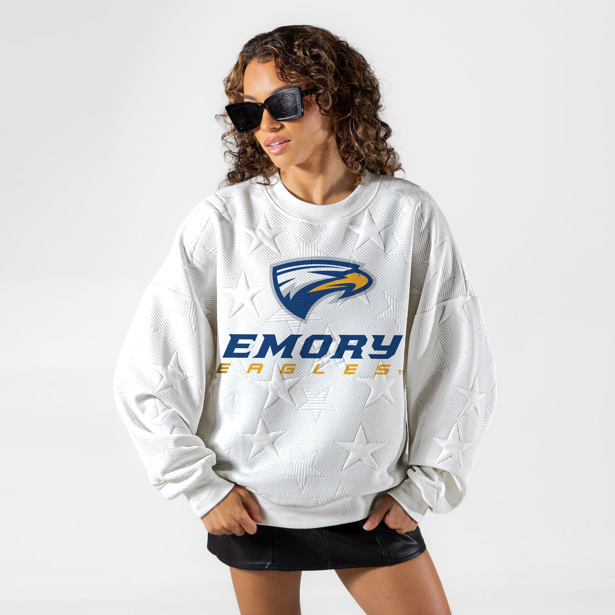 EMORY EAGLES BIG PLAY ENERGY EMBOSSED STAR CREWNECK