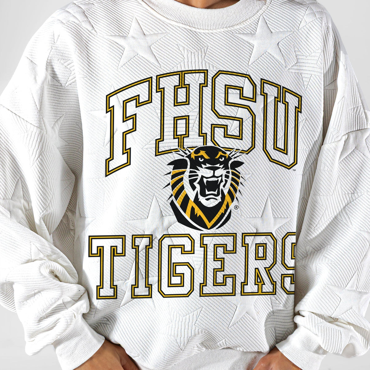 FORT HAYS STATE TIGERS BIG PLAY ENERGY EMBOSSED STAR CREWNECK
