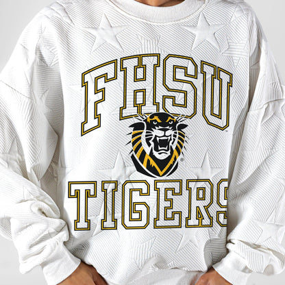 FORT HAYS STATE TIGERS BIG PLAY ENERGY EMBOSSED STAR CREWNECK
