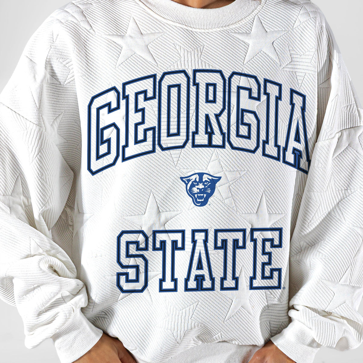GEORGIA STATE PANTHERS BIG PLAY ENERGY EMBOSSED STAR CREWNECK