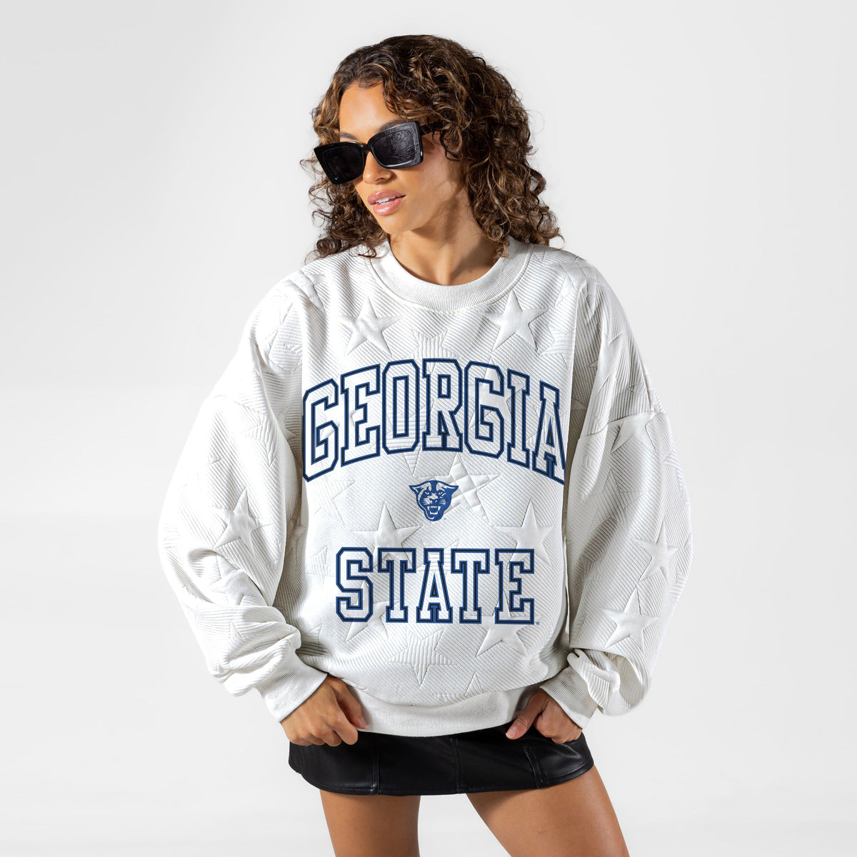 GEORGIA STATE PANTHERS BIG PLAY ENERGY EMBOSSED STAR CREWNECK