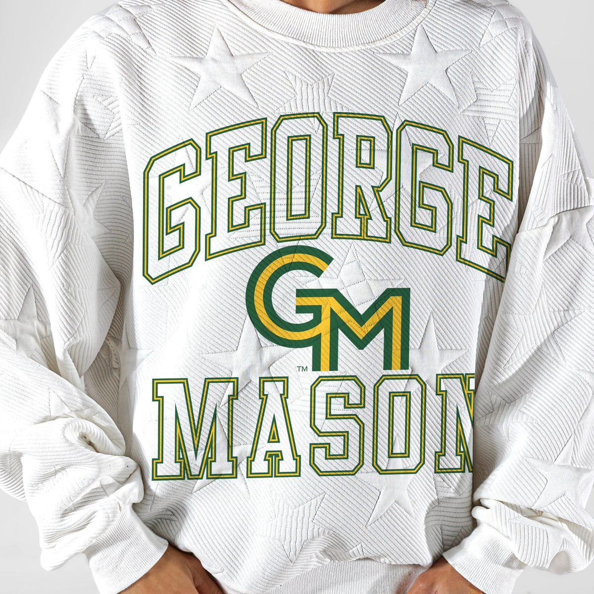 GEORGE MASON PATRIOTS BIG PLAY ENERGY EMBOSSED STAR CREWNECK