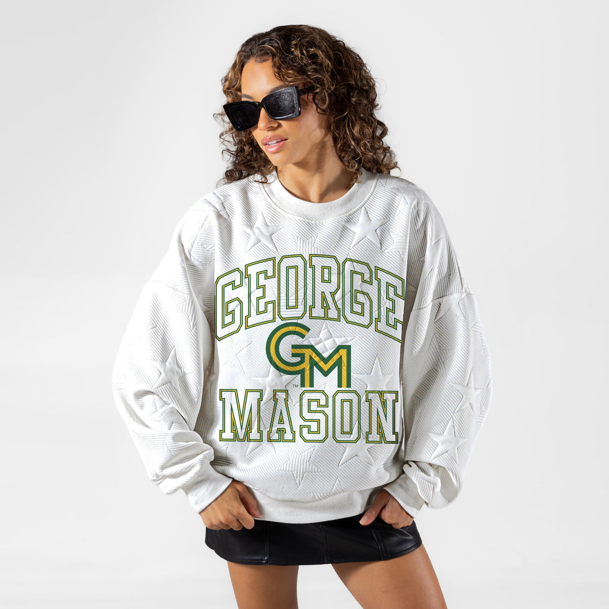 GEORGE MASON PATRIOTS BIG PLAY ENERGY EMBOSSED STAR CREWNECK