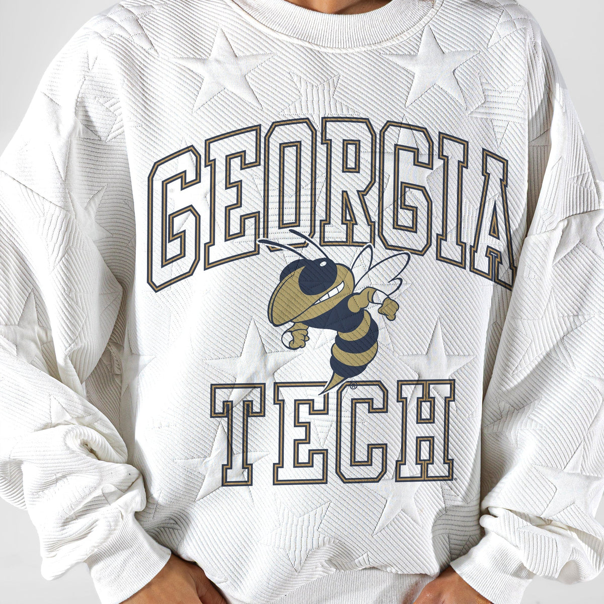 GEORGIA TECH YELLOW JACKETS BIG PLAY ENERGY EMBOSSED STAR CREWNECK