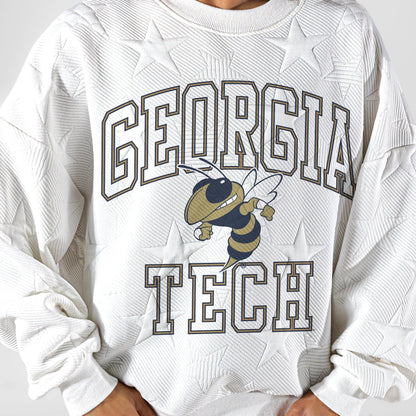 GEORGIA TECH YELLOW JACKETS BIG PLAY ENERGY EMBOSSED STAR CREWNECK
