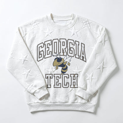 GEORGIA TECH YELLOW JACKETS BIG PLAY ENERGY EMBOSSED STAR CREWNECK