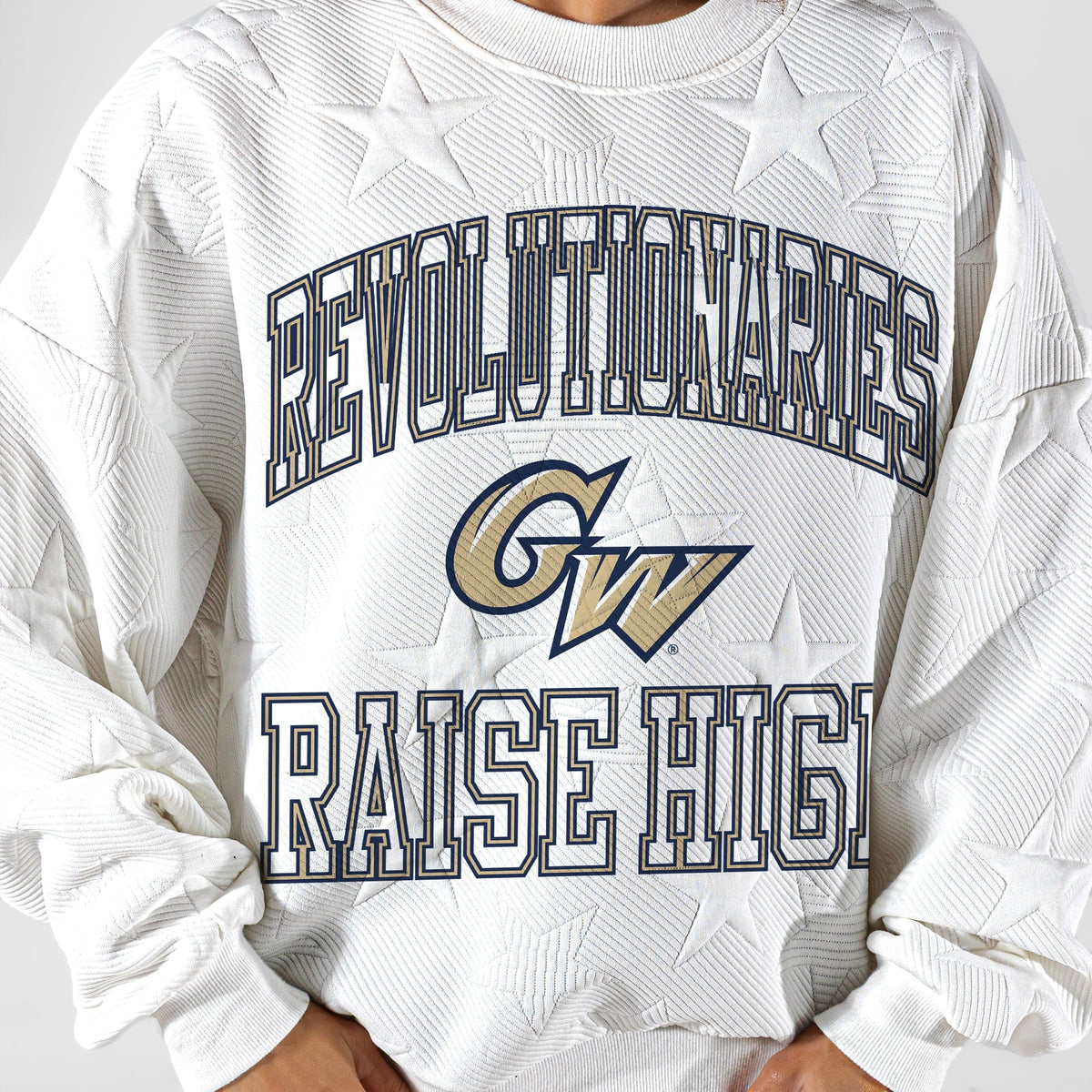 GEORGE WASHINGTON REVOLUTIONARIES BIG PLAY ENERGY EMBOSSED STAR CREWNECK