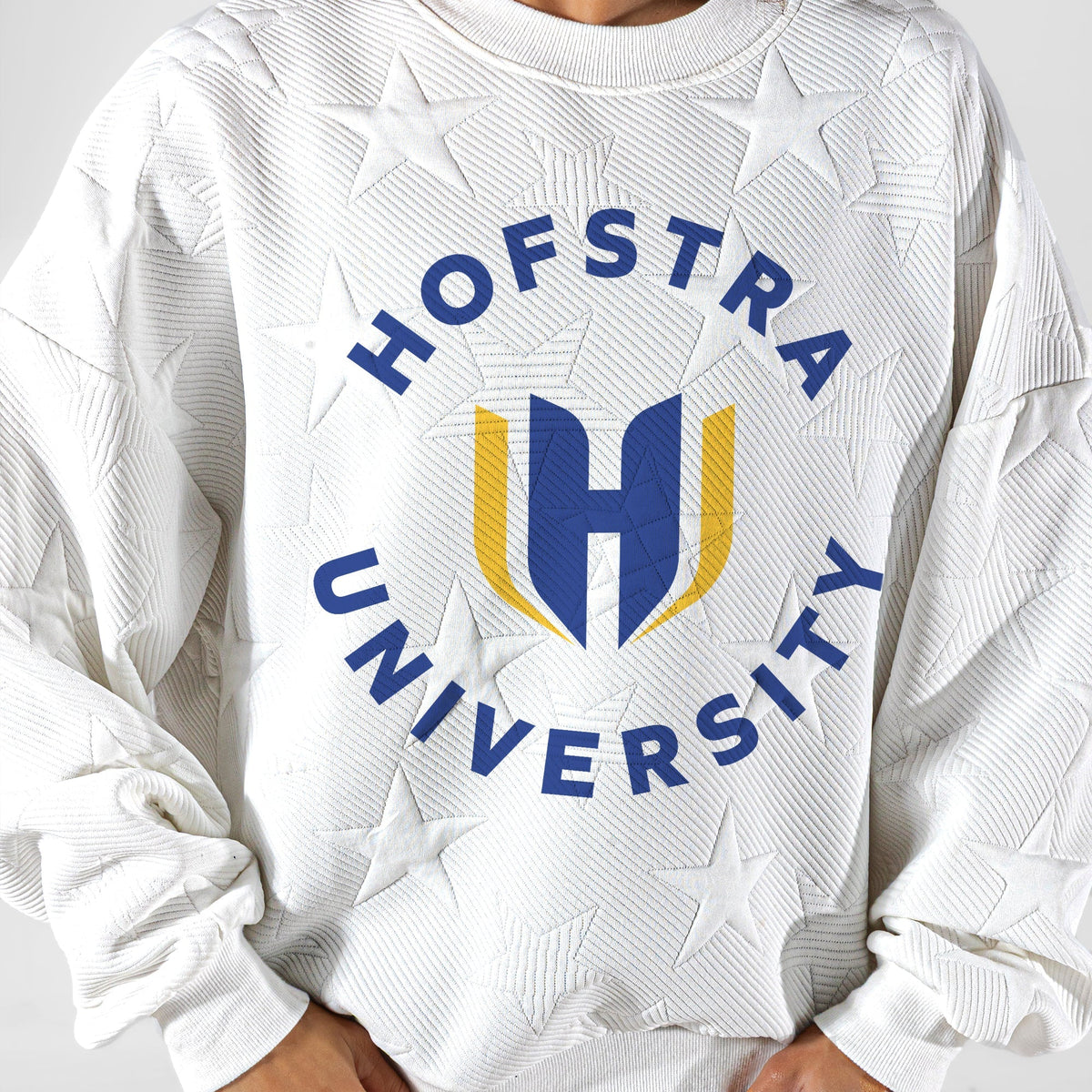 HOFSTRA PRIDE BIG PLAY ENERGY EMBOSSED STAR CREWNECK