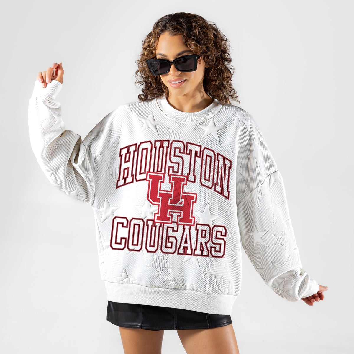 HOUSTON COUGARS BIG PLAY ENERGY EMBOSSED STAR CREWNECK