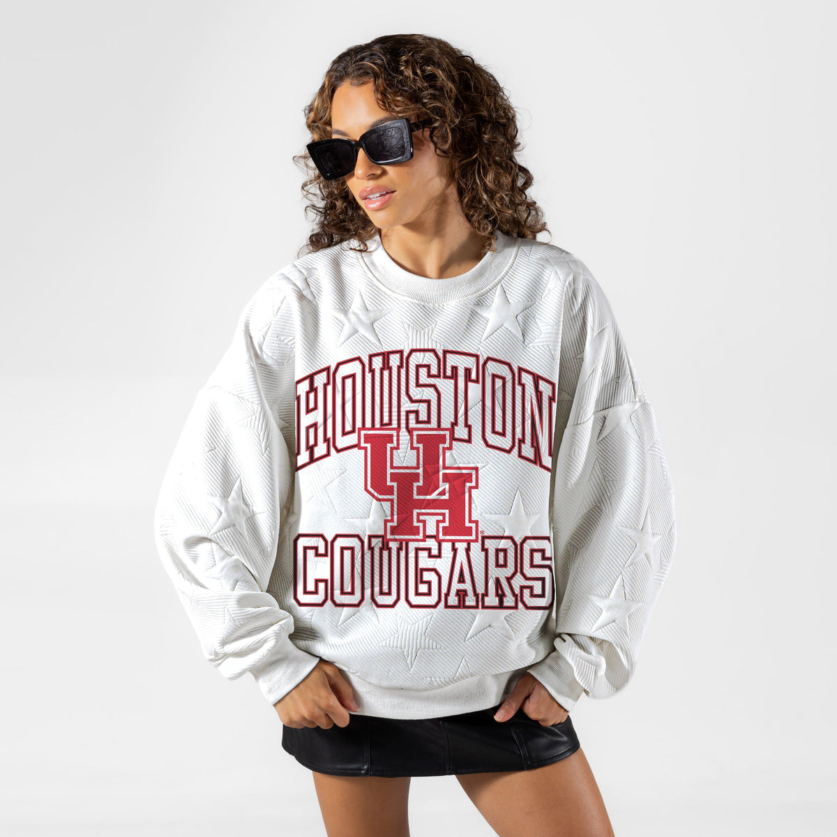 HOUSTON COUGARS BIG PLAY ENERGY EMBOSSED STAR CREWNECK