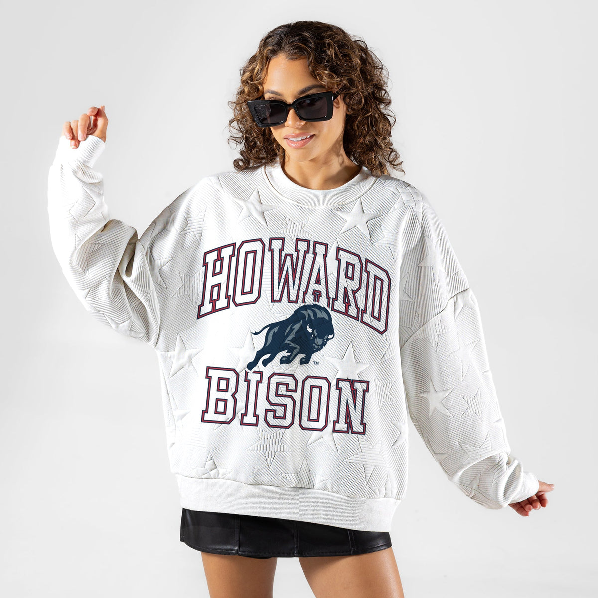 HOWARD BISON BIG PLAY ENERGY EMBOSSED STAR CREWNECK