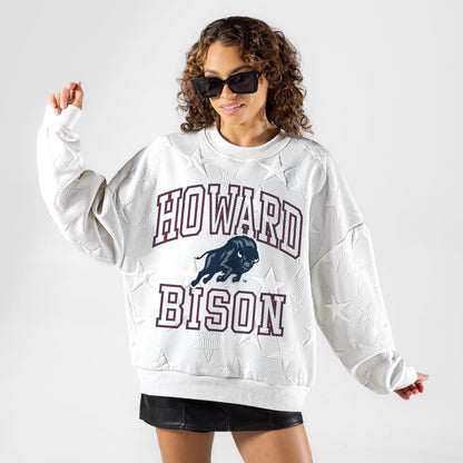 HOWARD BISON BIG PLAY ENERGY EMBOSSED STAR CREWNECK