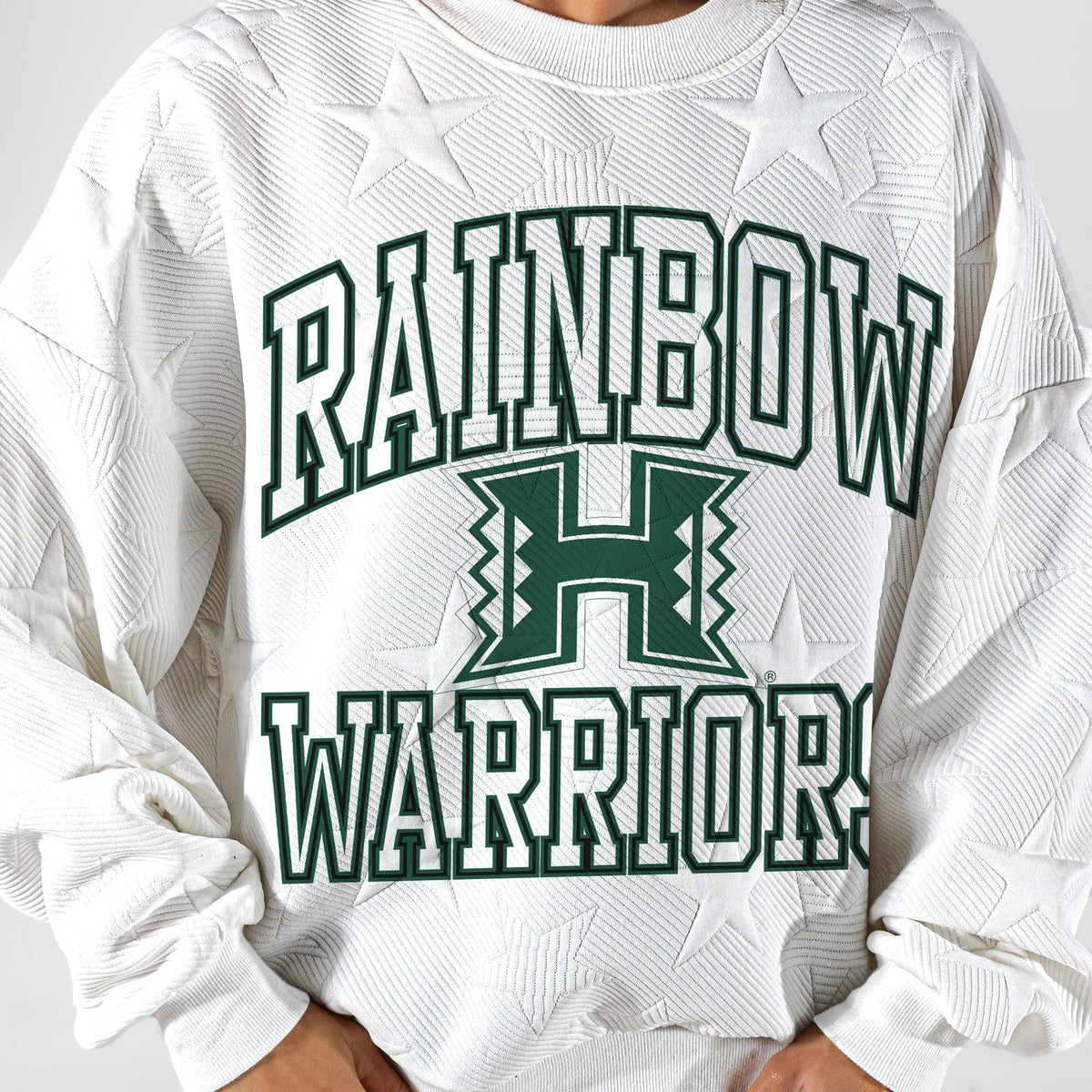 HAWAII RAINBOW WARRIORS BIG PLAY ENERGY EMBOSSED STAR CREWNECK