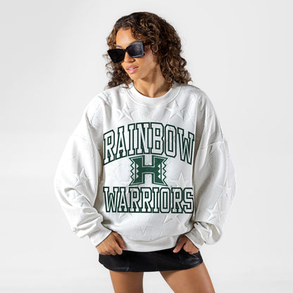 HAWAII RAINBOW WARRIORS BIG PLAY ENERGY EMBOSSED STAR CREWNECK
