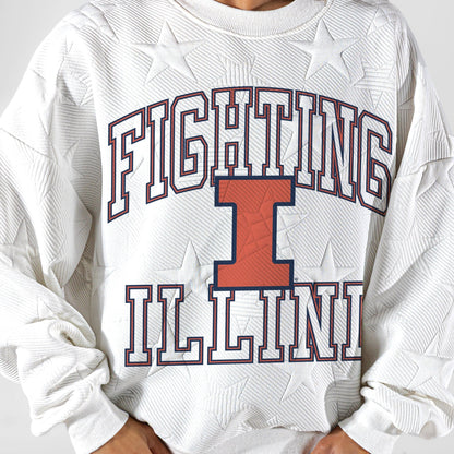 ILLINOIS FIGHTING ILLINI BIG PLAY ENERGY EMBOSSED STAR CREWNECK