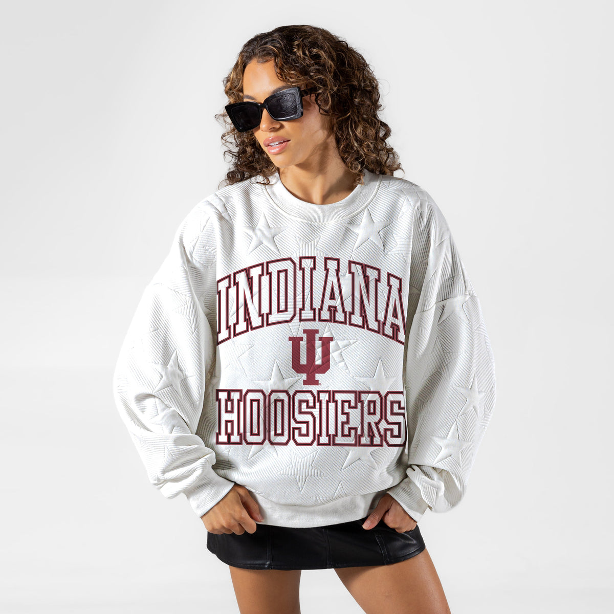 INDIANA HOOSIERS BIG PLAY ENERGY EMBOSSED STAR CREWNECK