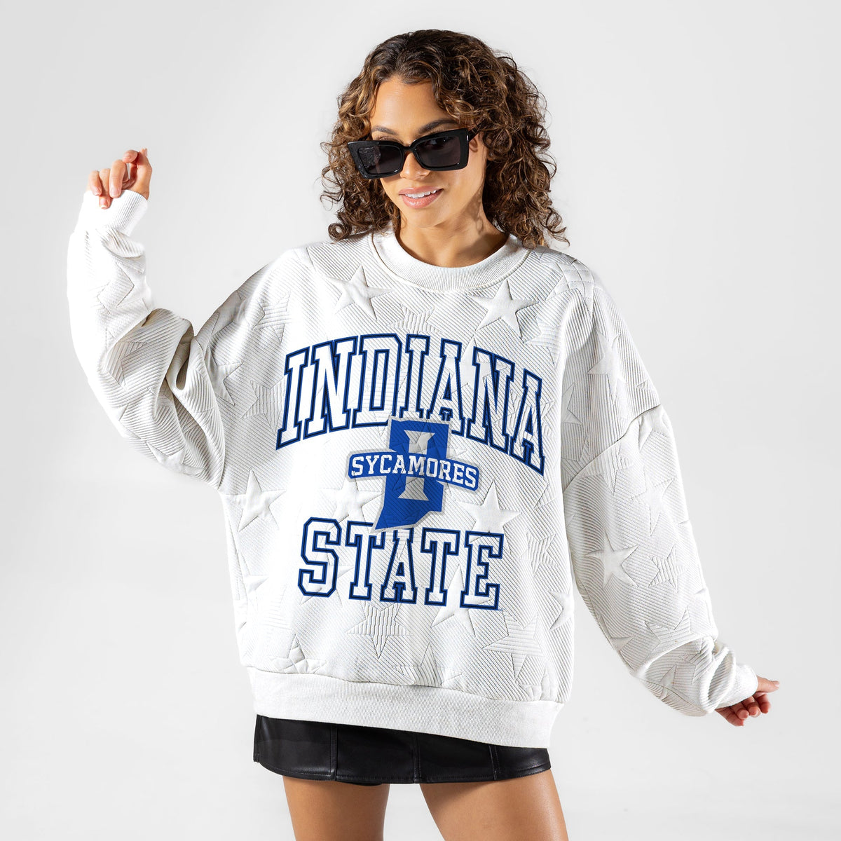 INDIANA STATE SYCAMORES BIG PLAY ENERGY EMBOSSED STAR CREWNECK
